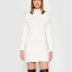 Rinascimento Γυναίκες Πλεκτά Φορέματα Φόρεμα υφασμάτινο CFM0010441003 Λευκό Slim Fit