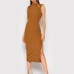 Rinascimento Γυναίκες Καθημερινά Φορέματα Φόρεμα καθημερινό CFC0018011002 Καφέ Slim Fit