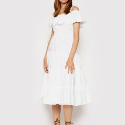 Rinascimento Γυναίκες Καλοκαιρινά Φορέματα Φόρεμα καλοκαιρινό CFC0103583003 Λευκό Regular Fit