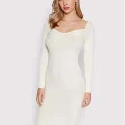 Rinascimento Γυναίκες Πλεκτά Φορέματα Φόρεμα υφασμάτινο CFM0010711003 Λευκό Slim Fit