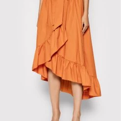 Rinascimento Γυναίκες Φούστα Midi CFC0103584003 Πορτοκαλί Regular Fit