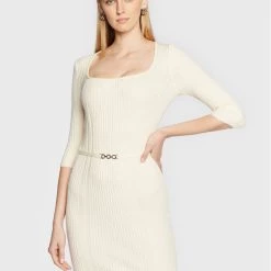 Rinascimento Γυναίκες Πλεκτά Φορέματα Φόρεμα υφασμάτινο CFM0010919003 Εκρού Slim Fit