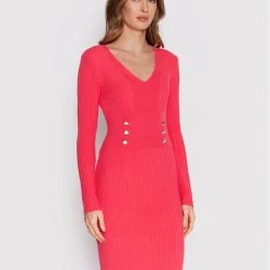 Rinascimento Γυναίκες Πλεκτά Φορέματα Φόρεμα υφασμάτινο CFM0010758003 Ροζ Slim Fit