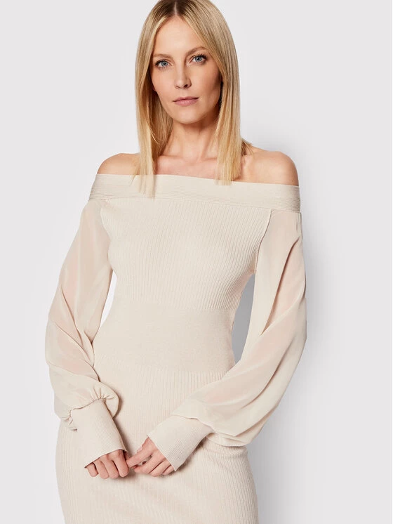 Rinascimento Γυναίκες Πλεκτά Φορέματα Φόρεμα υφασμάτινο CFM0010754003 Μπεζ Slim Fit 6 Rinascimento Γυναίκες Πλεκτά Φορέματα Φόρεμα υφασμάτινο CFM0010754003 Μπεζ Slim Fit - Image 4