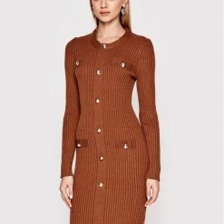 Rinascimento Γυναίκες Πλεκτά Φορέματα Φόρεμα υφασμάτινο CFM0010620003 Καφέ Slim Fit