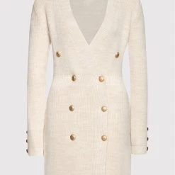 Rinascimento Γυναίκες Πλεκτά Φορέματα Φόρεμα υφασμάτινο CFM0010511003 Μπεζ Slim Fit -Rinascimento Εκπτώσεις unnamed file 839